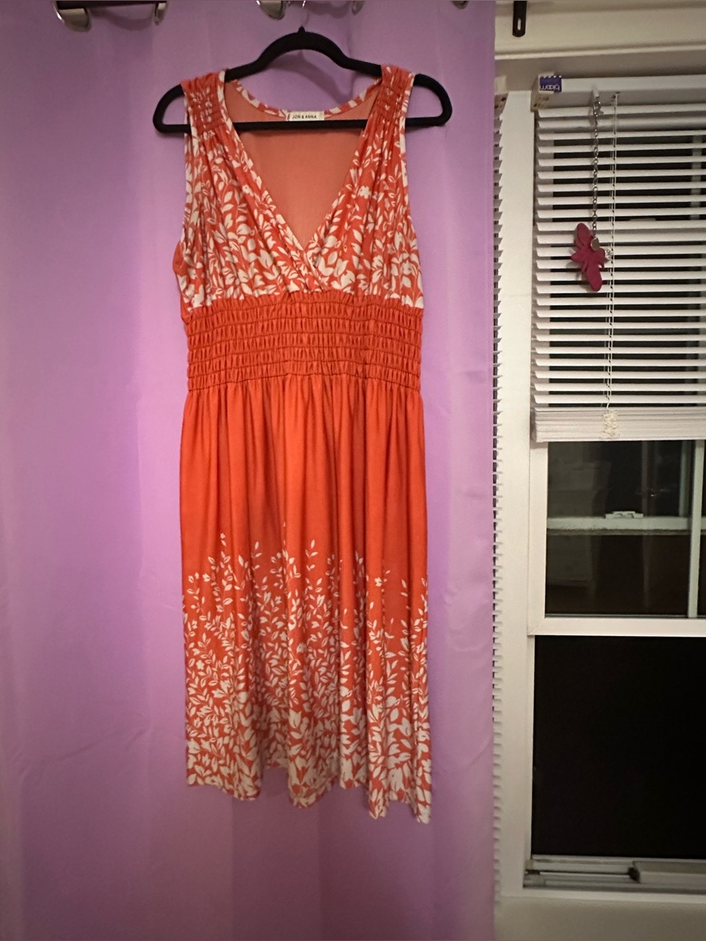 Women's Sleeveless Orange Floral Hem Dress